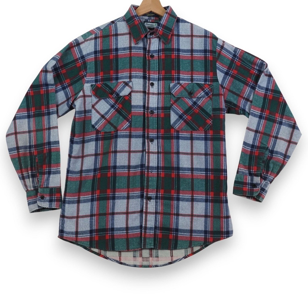 VTG Fieldmaster Mens Plaid Flannel Shirt M Long Sleeve‎ Red Green Made in USA